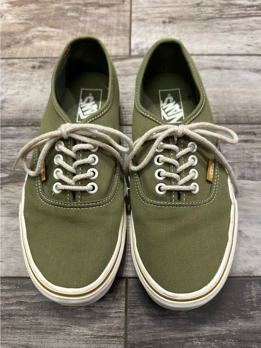 Vans Olive Green Canvas Low-Top Lace-Up Sneakers